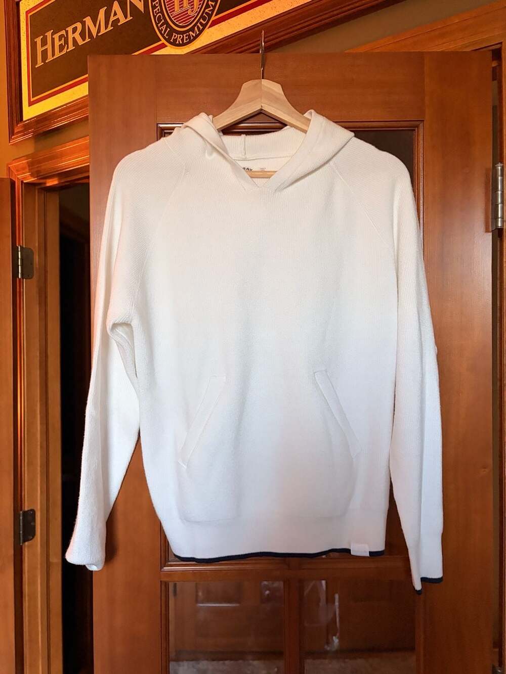 Foray Golf Hoodie Size M White Knit Pullover Pocket